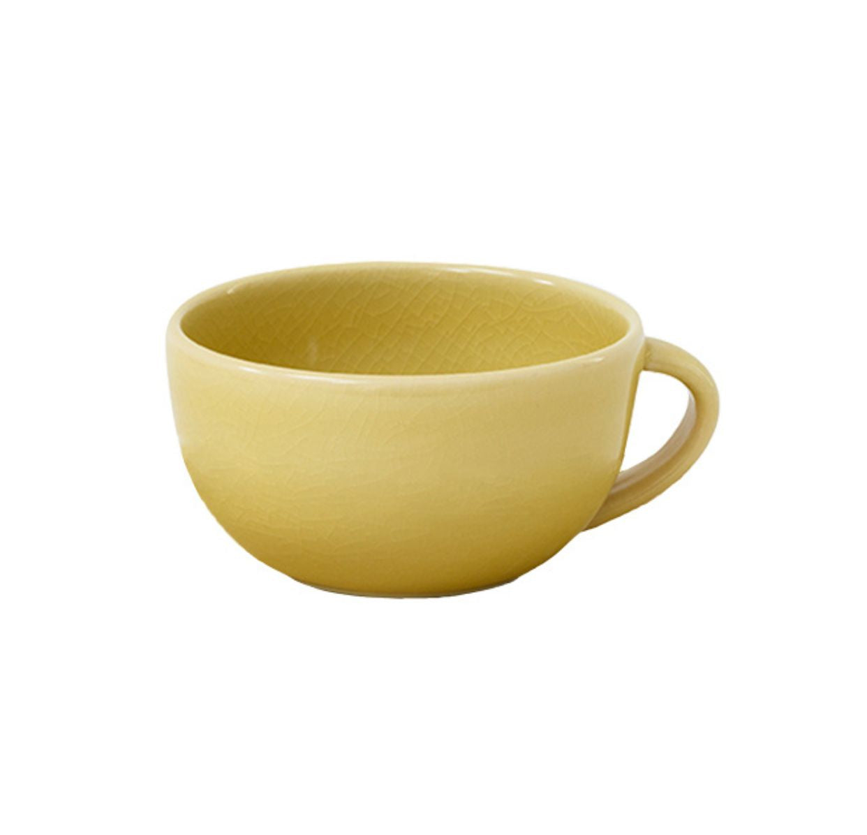 Broom Yellow Stoneware Tea Cup