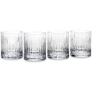 Radiating Cut Crystal Double Old Fashioned Glasses, Set of 4
