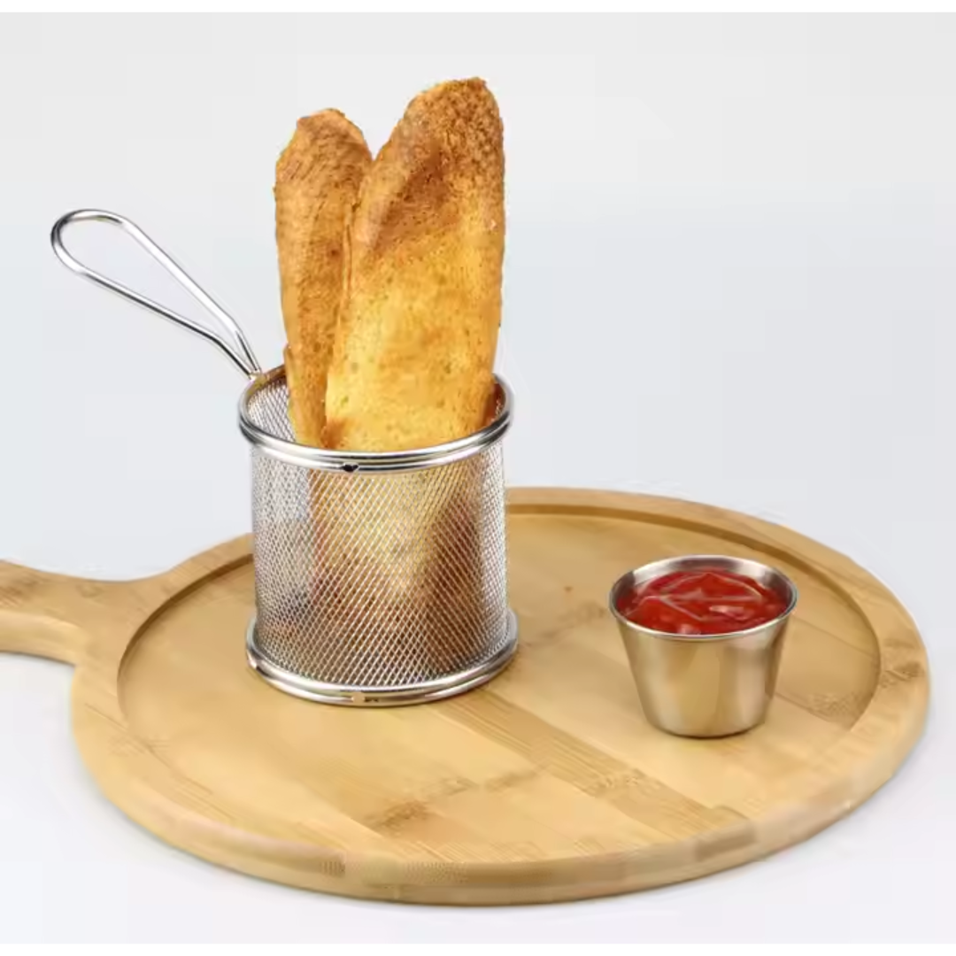 Mini Stainless Steel Snack Basket with Handle – Gold & Silver | Frying & Serving Basket for Finger Food - Image 2