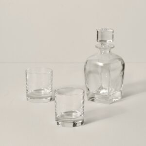 European Glass Whiskey Decanter Set, 3-Piece