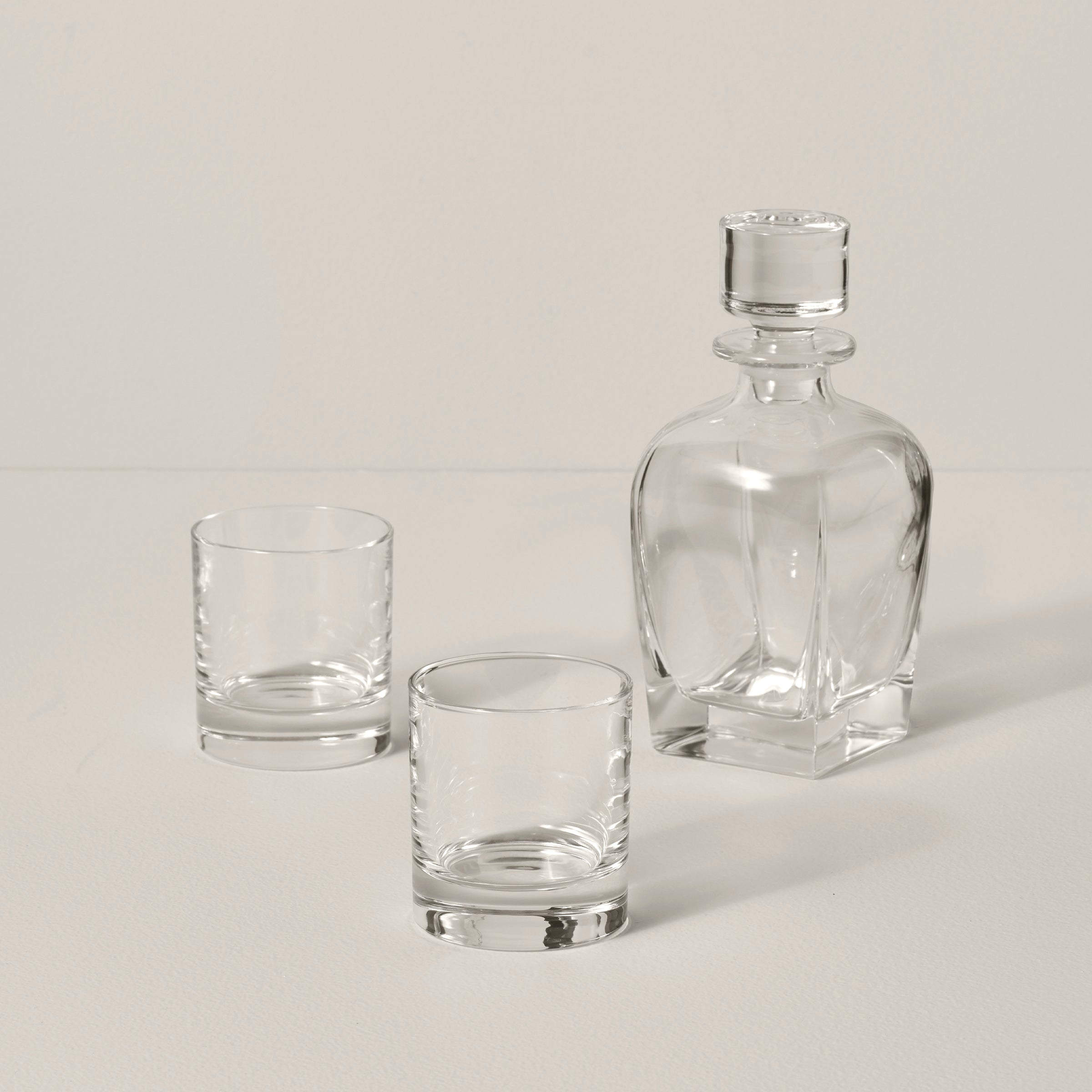 European Glass Whiskey Decanter Set, 3-Piece