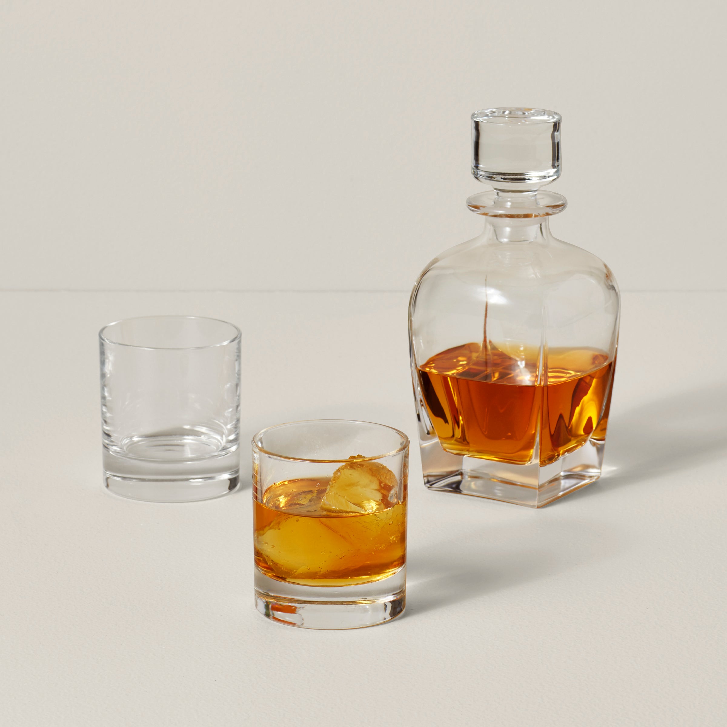 European Glass Whiskey Decanter Set, 3-Piece - Image 2