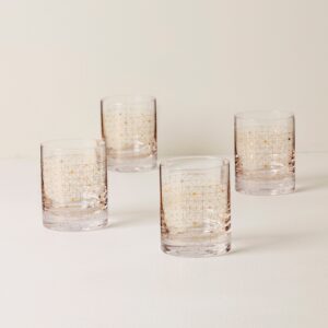 Gold Geometric Double Old Fashioned Glasses, Set of 4