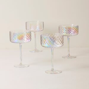 Iridescent Rainbow Coupe Glasses, Set of 4