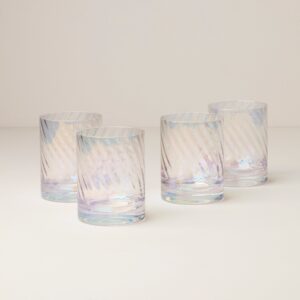 Iridescent Double Old Fashioned Glasses, Set of 4