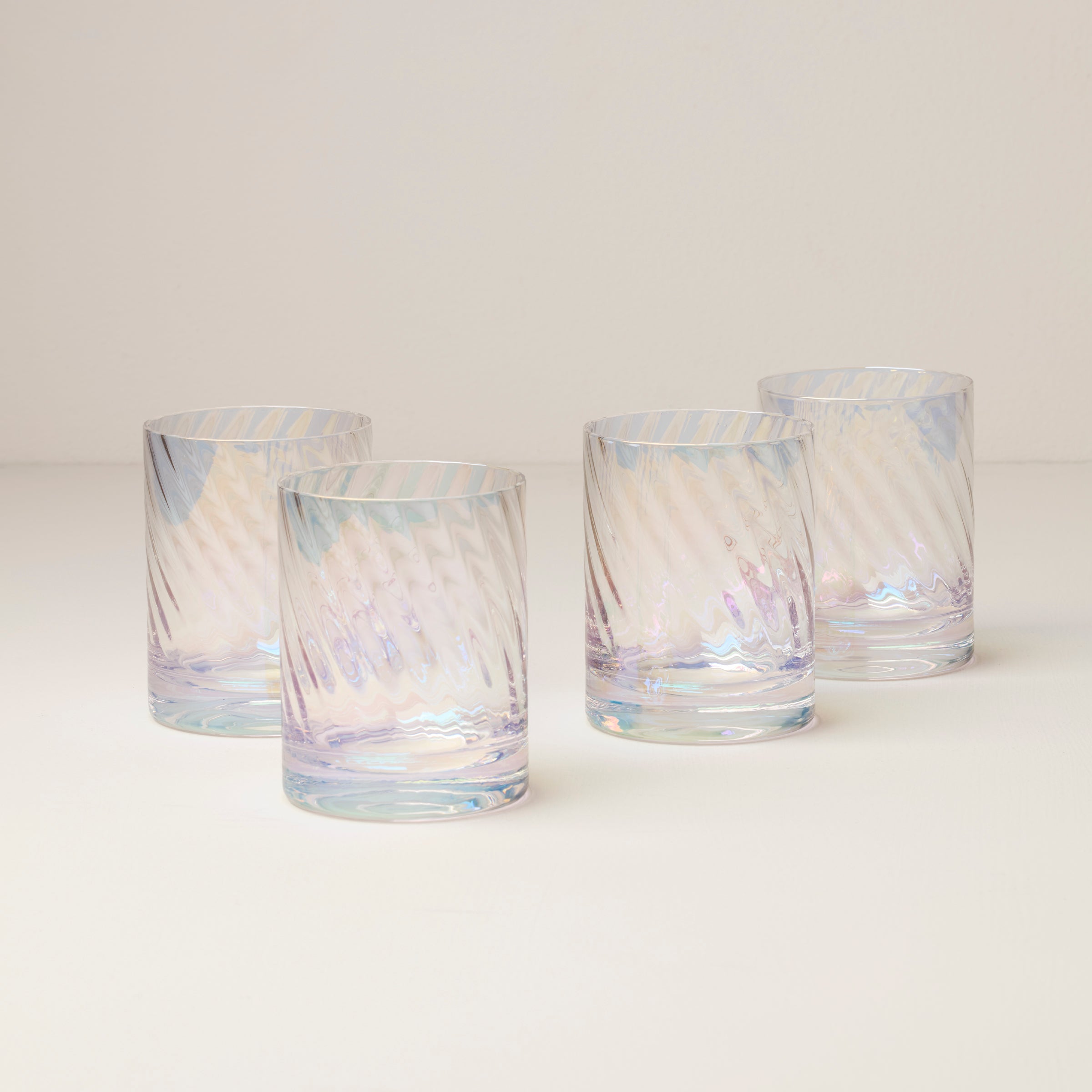 Iridescent Double Old Fashioned Glasses, Set of 4