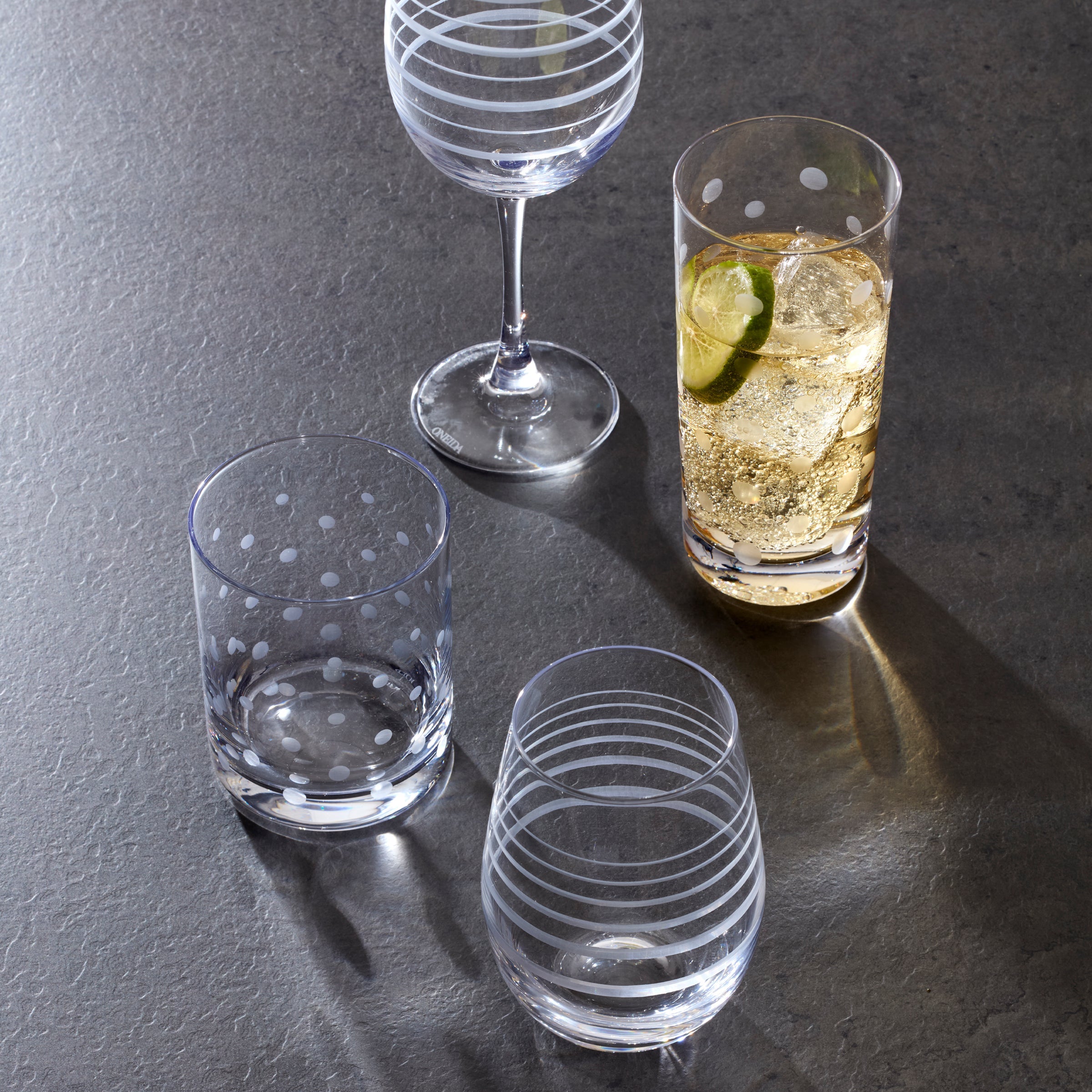 Etched Dot & Swirl Highball Glasses, Set of 4 - Image 4