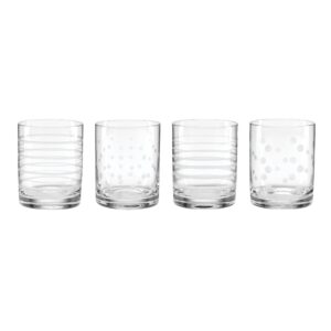 Etched Dot & Swirl Double Old Fashioned Glasses, Set of 4