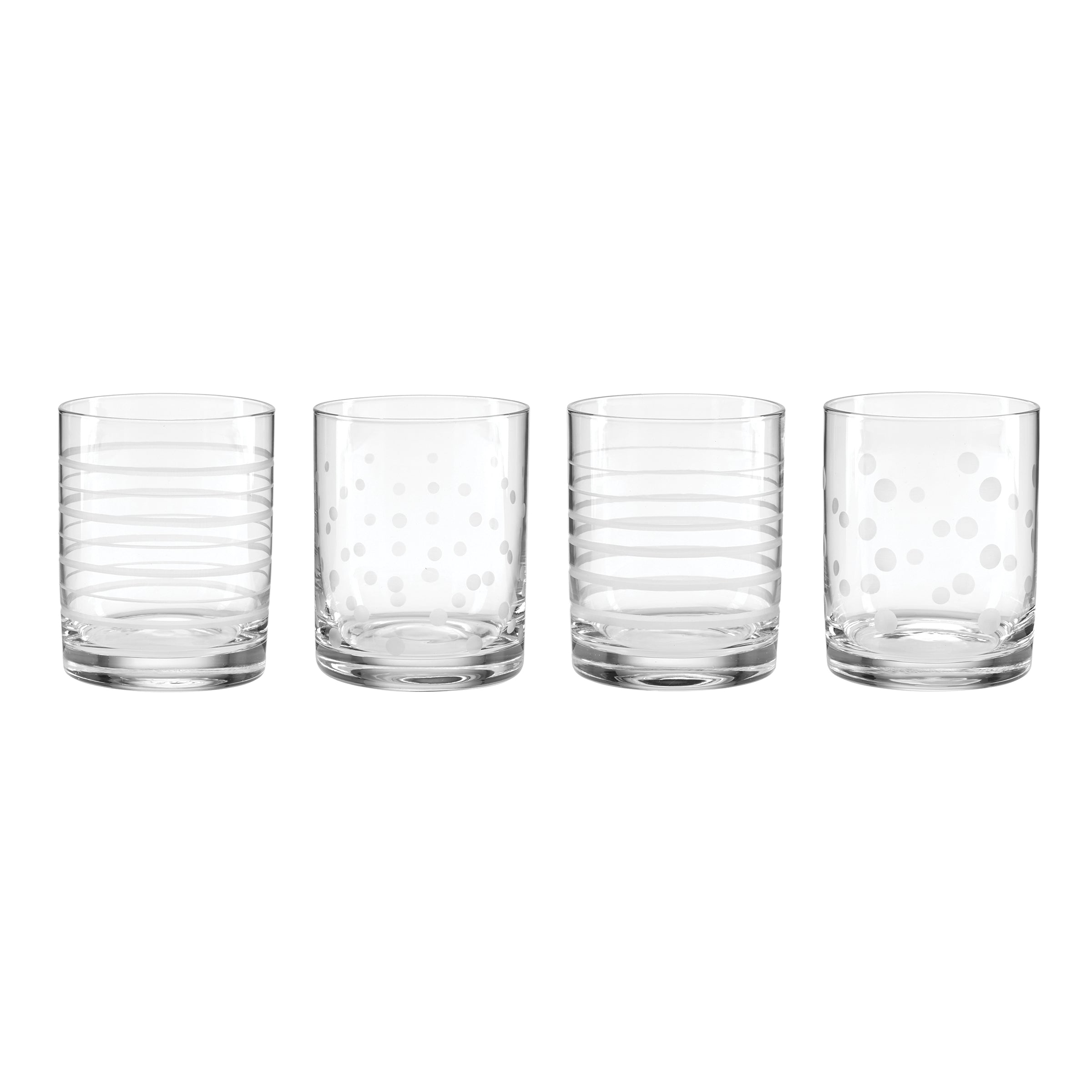 Etched Dot & Swirl Double Old Fashioned Glasses, Set of 4