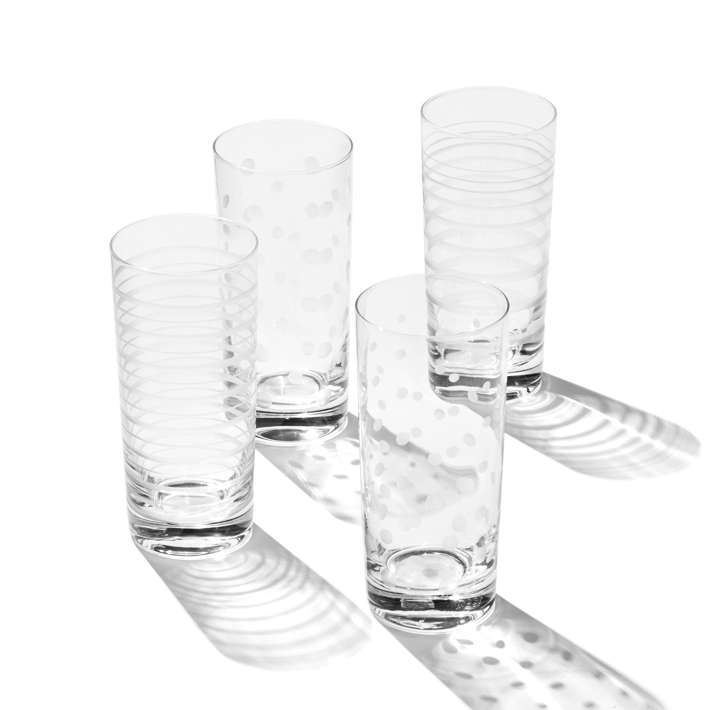Etched Dot & Swirl Highball Glasses, Set of 4 - Image 5