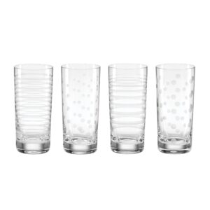 Etched Dot & Swirl Highball Glasses, Set of 4