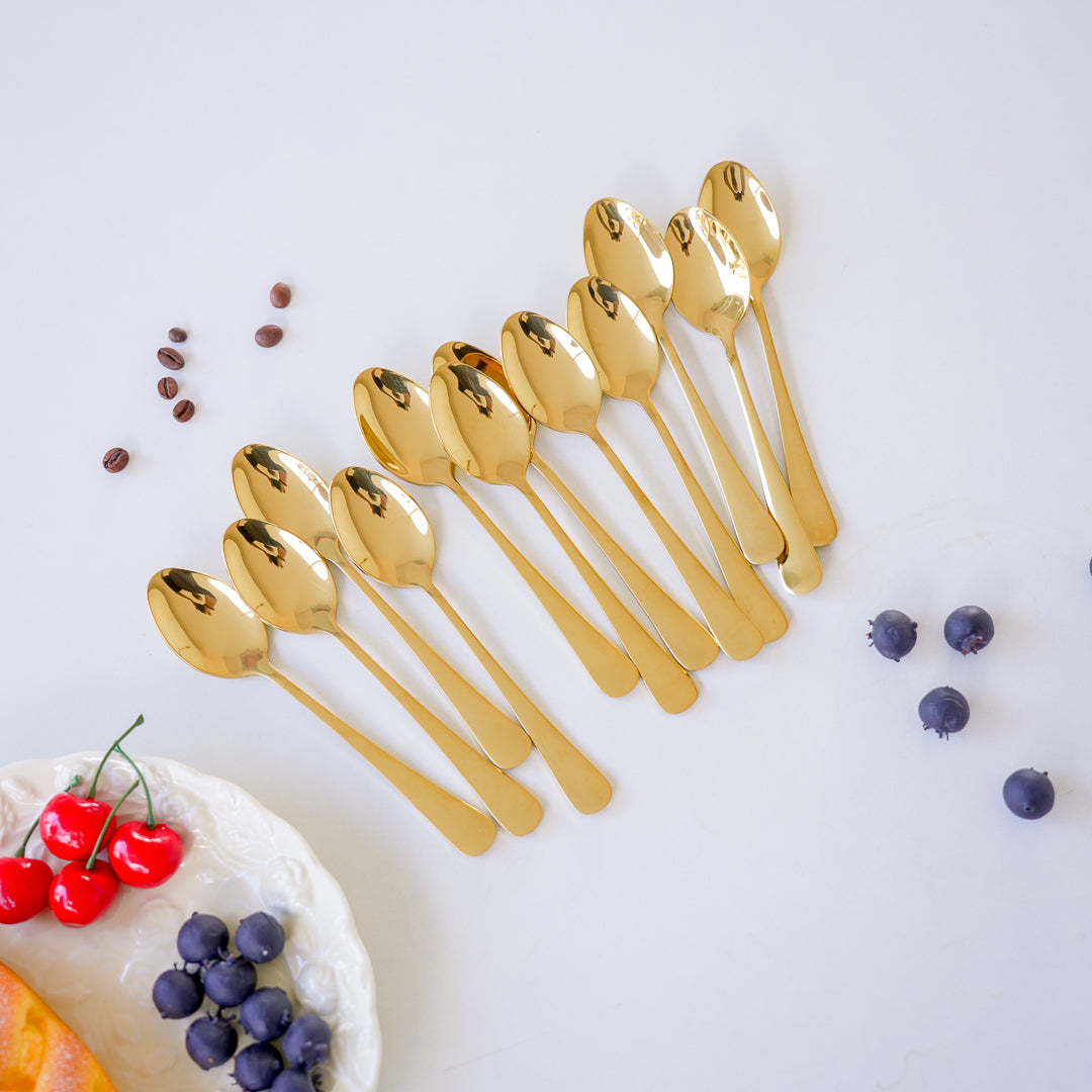 Dinner Spoons – Set of 6 / 12 | Silver & Gold | 304 Stainless Steel - Image 3