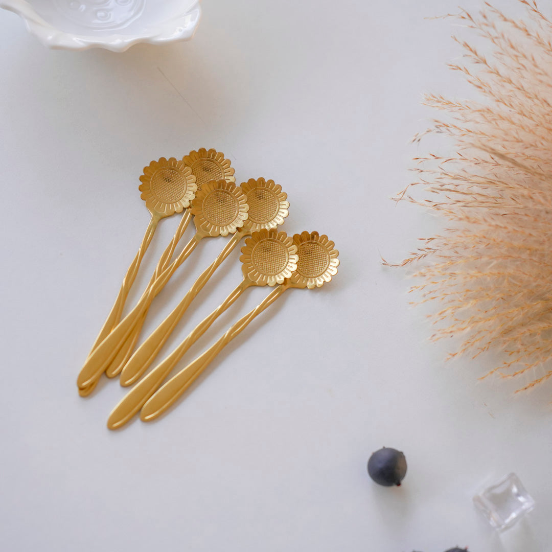 Small Dessert & Tea Spoons (Set of 6) | Sunflower Gold PVD - Image 5