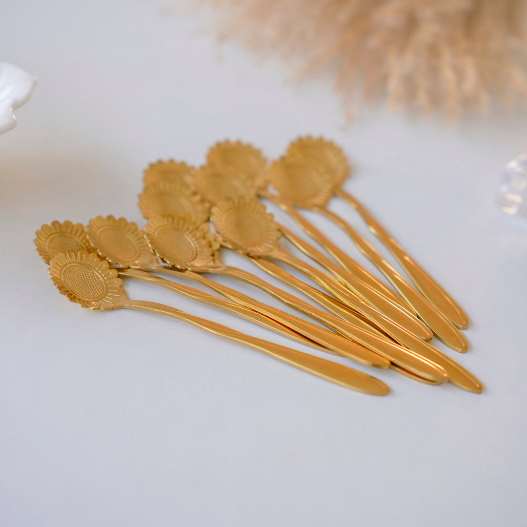 Small Dessert & Tea Spoons (Set of 6) | Sunflower Gold PVD - Image 6