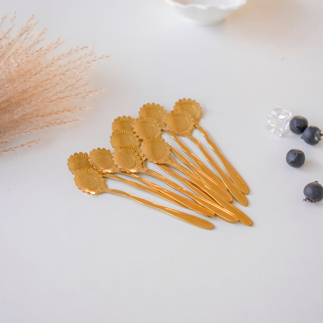 Small Dessert & Tea Spoons (Set of 6) | Sunflower Gold PVD - Image 7