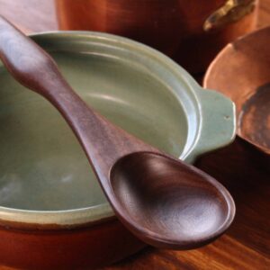 Handmade treenware wooden ergonomic spoon for stirring and serving