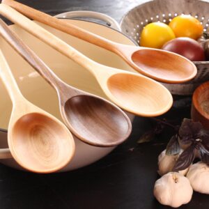 Large handmade wooden stirring spoon kitchen utensil carved from Walnut wood
