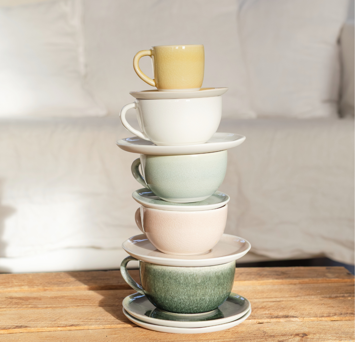 Minimalist Broom Yellow Ceramic Tea Saucer